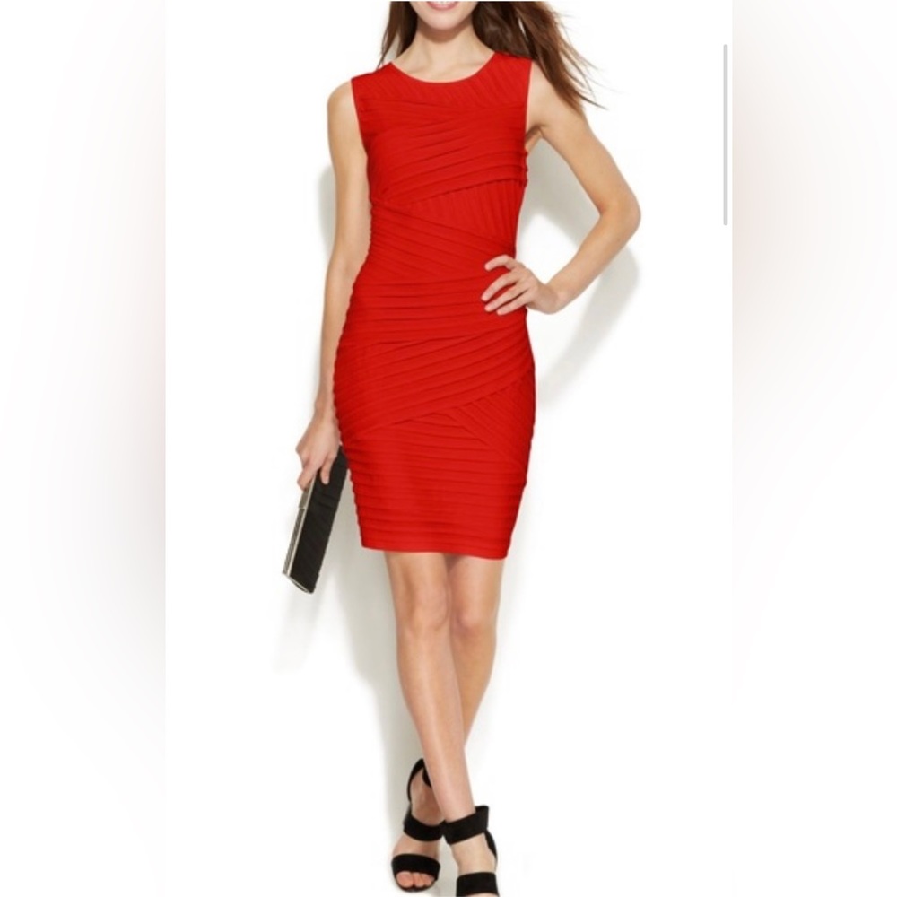 NWT Calvin Klein size 14 red body fitted dress